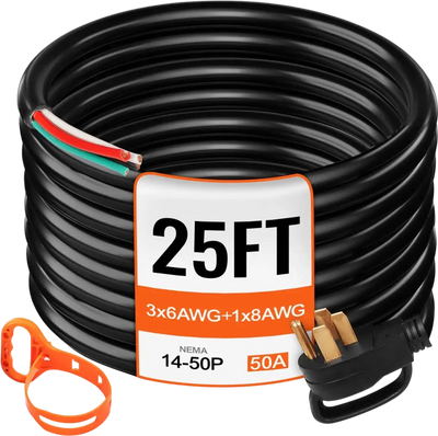 Vevor Generator Extension Cord 25' 50A NEMA 14-50P to Bare Wire New