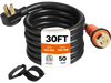 VEVOR Generator Cord, 30 ft Generator Power Cord with Plug in & Out Pin of Inlet Box Side, 50AMP NEMA 14-50P Generator Plug, SS2-50R Extension Cord 12000W,  125/250V Power Tested to UL Standards