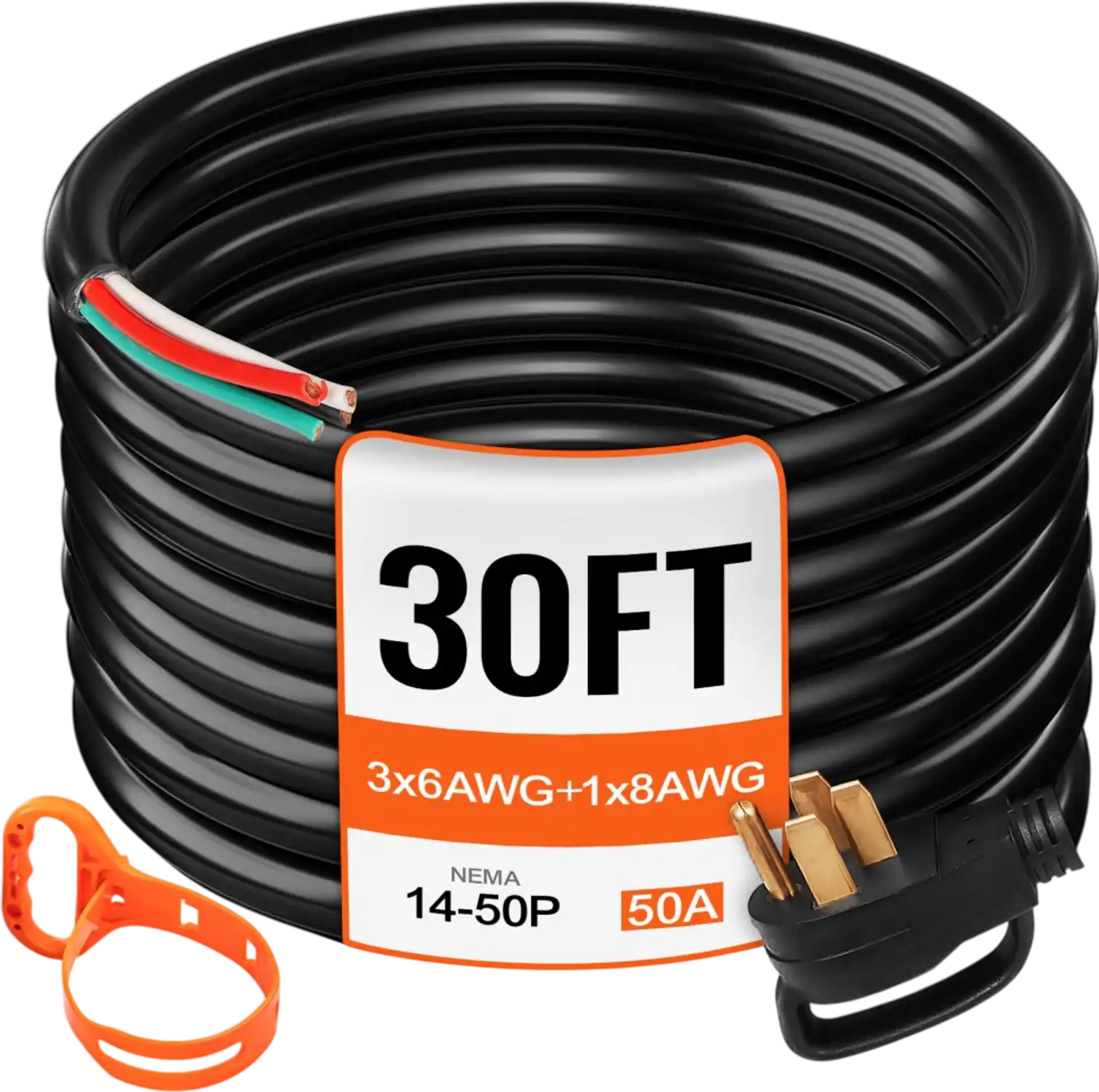 Vevor Generator Extension Cord 30' 50A RV Camp Power Cord NEMA 14-50P to Bare Wire New