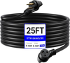 VEVOR 30-Amp Generator Extension Cord, 25 Foot, 250 Volts 7500 Watts Heavy Duty Power Cable, NEMA 6-50R NEMA 6-50P SWT 8AWG Flexible Welder Extension Cord, with Storage Bag, for Generators, ETL Listed