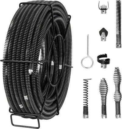 VEVOR Drain Cleaning Cable 100 FT x 5/8 Inch, Professional Sectional Drain Cleaner Cable with 7 Cutters for 0.8