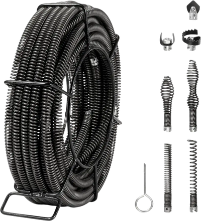 VEVOR Drain Cleaning Cable 66 FT x 5/8 Inch, Professional Sectional Drain Cleaner Cable with 7 Cutters for 0.8