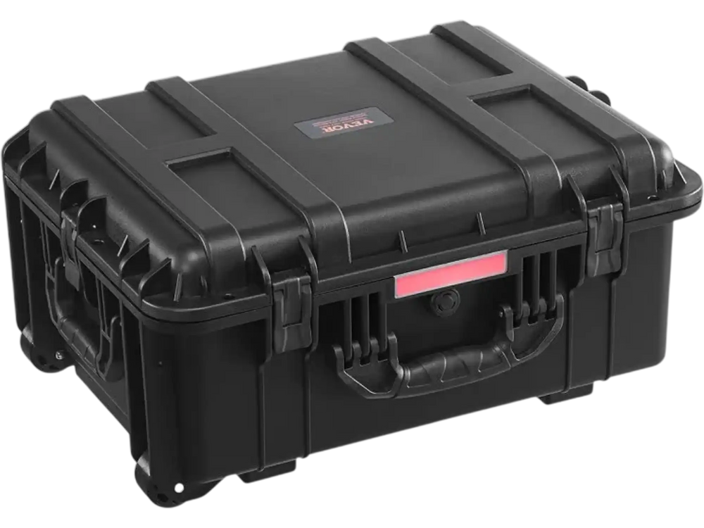 VEVOR Weatherproof Hard Case, Heavy Duty Protective Dry Box Case with Pre-Cut Foam, Wheels & Retractable Pull Handles for Travel, Hunt, Military, Tactical, IP67 Waterproof Case for Cameras(57x45x28)