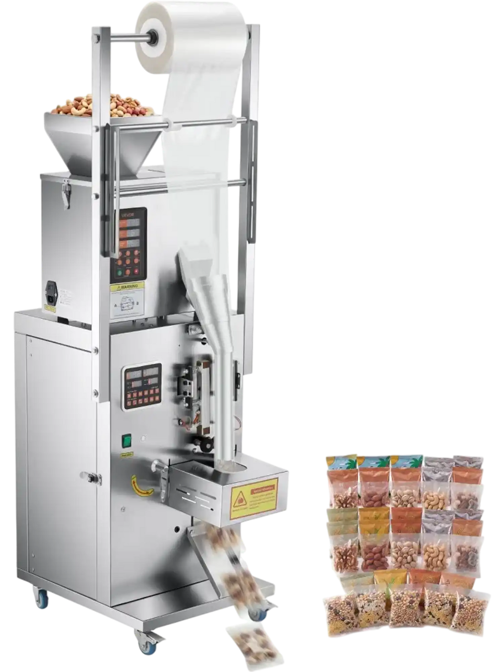 VEVOR Powder Filling and Sealing Machine, 1-99.9g(0.002-0.22lbs) Automatic Particle Granule Packaging Machine, Stainless Steel, Weighing Filling Sealing, for Coffee Beans, Grains, Tea, Spices, Silver