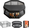 VEVOR Dog Playpen 24 Inch 8 Panels Heavy Duty with Top Cover & Bottom Pad, Indoor Foldable Metal Exercise Pen Pet Fence with Door, Puppy Crate Kennel Pen for Dogs, Cats, and Other Small Animals, Black