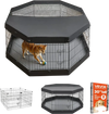VEVOR Dog Playpen 30 Inch 8 Panels Exercise Pen with Top Cover & Bottom Pad, Indoor Foldable Metal Pet Fence with Door, Heavy Duty Puppy Crate Kennel Pen for Dogs, Cats, and Other Small Animals, Black