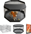 VEVOR Dog Playpen 36 Inch 8 Panels Exercise Pen with Top Cover & Bottom Pad, Indoor Foldable Metal Pet Fence with Door, Heavy Duty Puppy Crate Kennel Pen for Dogs, Cats, and Other Small Animals, Black