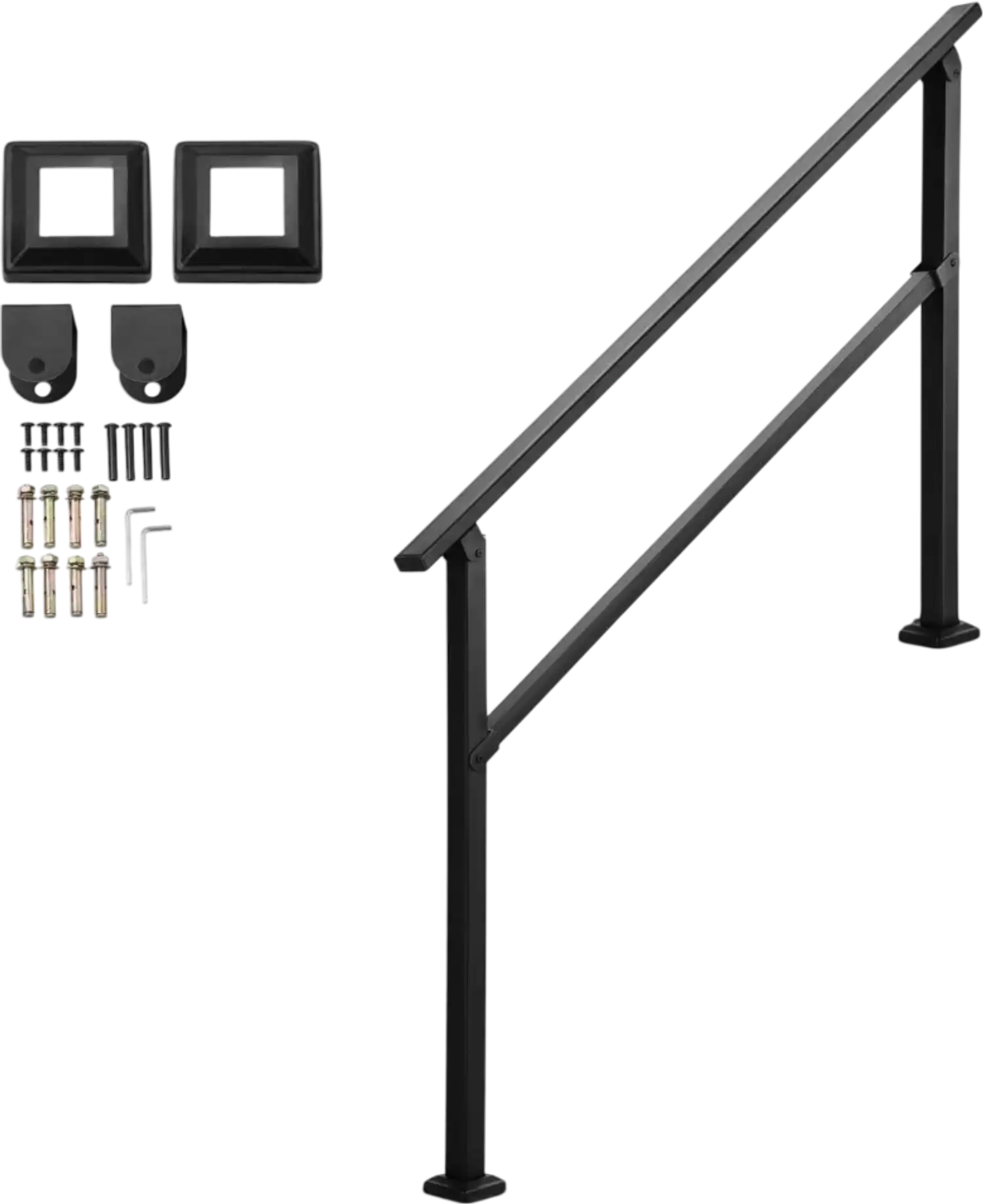 Vevor Handrail Outdoor Stair Rail for 4-5 Steps Black New