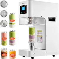 VEVOR Can Sealer Machine, Automatic Commercial Soda Can Sealing Machine for 2.17 in (55 mm) Aluminum and Plastic Cans, Height Adjustable, Steel Housing Beverage Drink Seamer, for Coffee Shop, White