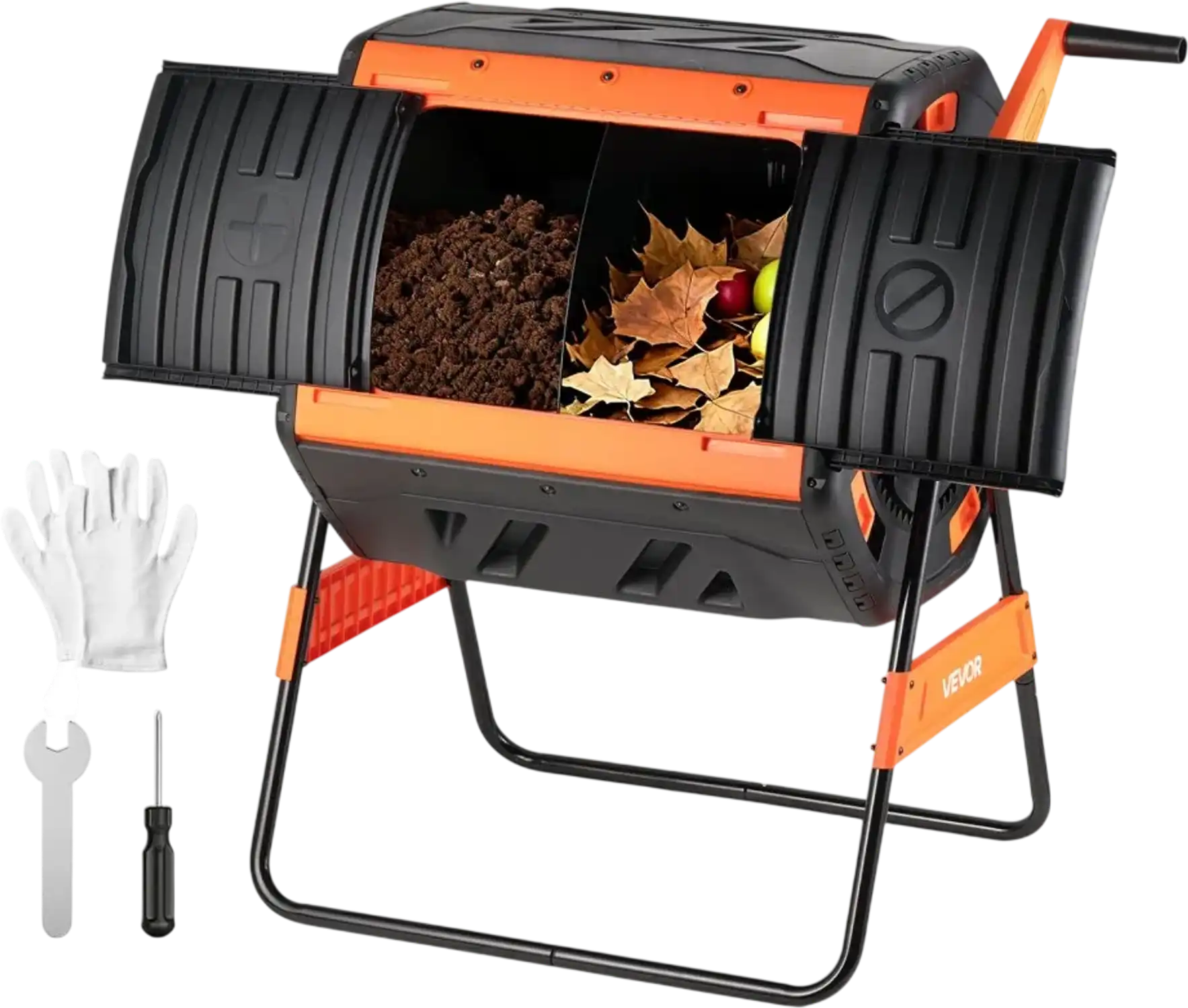 Vevor Compost Tumbler 53 Gal Dual-Chamber Outdoor Rotating Composter New