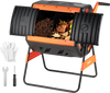 VEVOR Compost Tumbler, 53 Gallon Dual Chamber Outdoor Tumbling Composter with 2 Sliding Doors and Aeration System, Large Easy-Turn Rotating Composting Bin for Outside, Garden, Kitchen, and Yard Waste