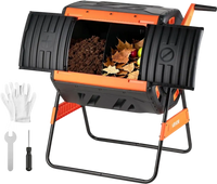 VEVOR Compost Tumbler, 53 Gallon Dual Chamber Outdoor Tumbling Composter with 2 Sliding Doors and Aeration System, Large Easy-Turn Rotating Composting Bin for Outside, Garden, Kitchen, and Yard Waste
