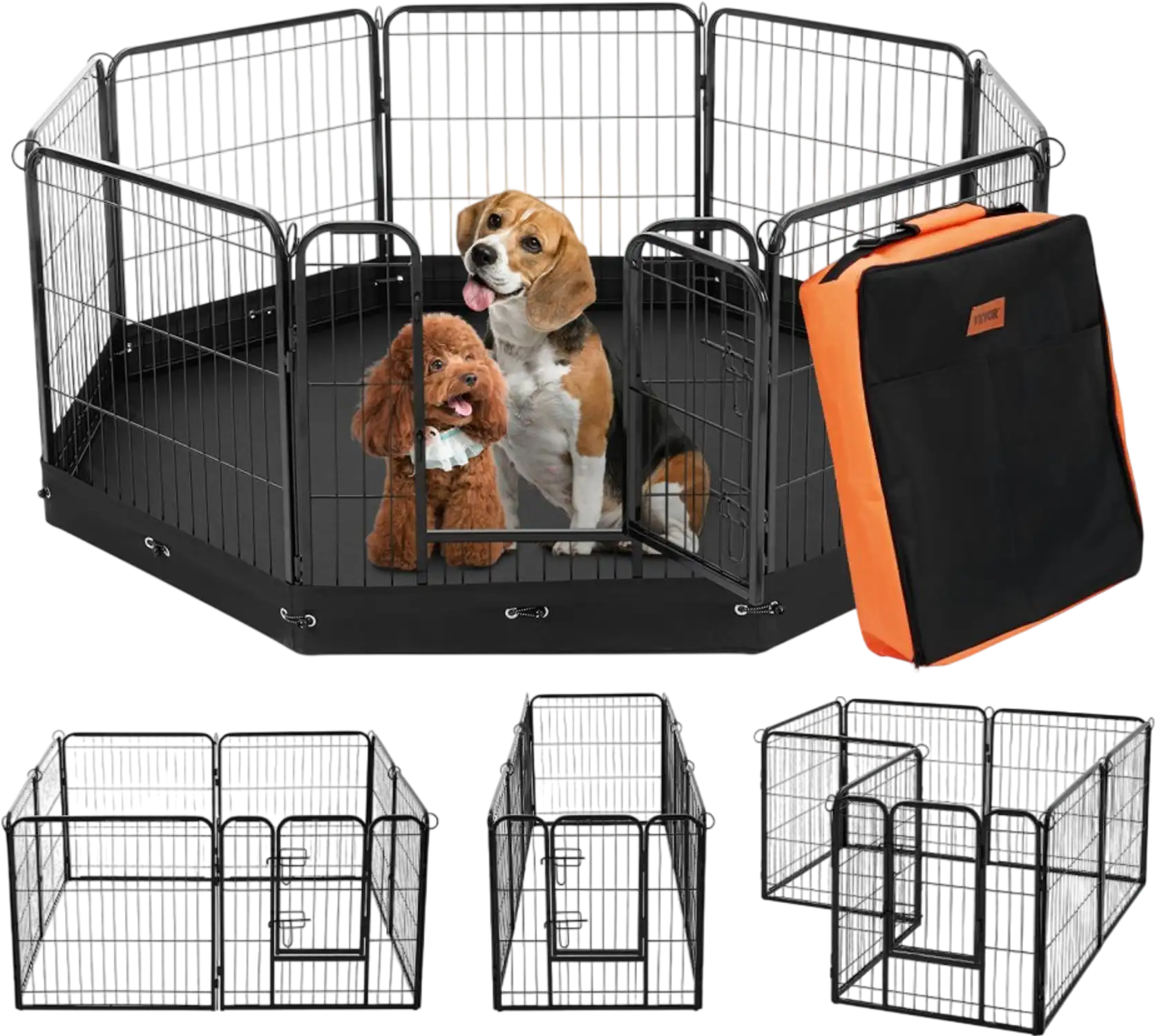Vevor Dog Playpen Foldable Metal Exercise Pen with Door, Storage Bag & Bottom Pad New