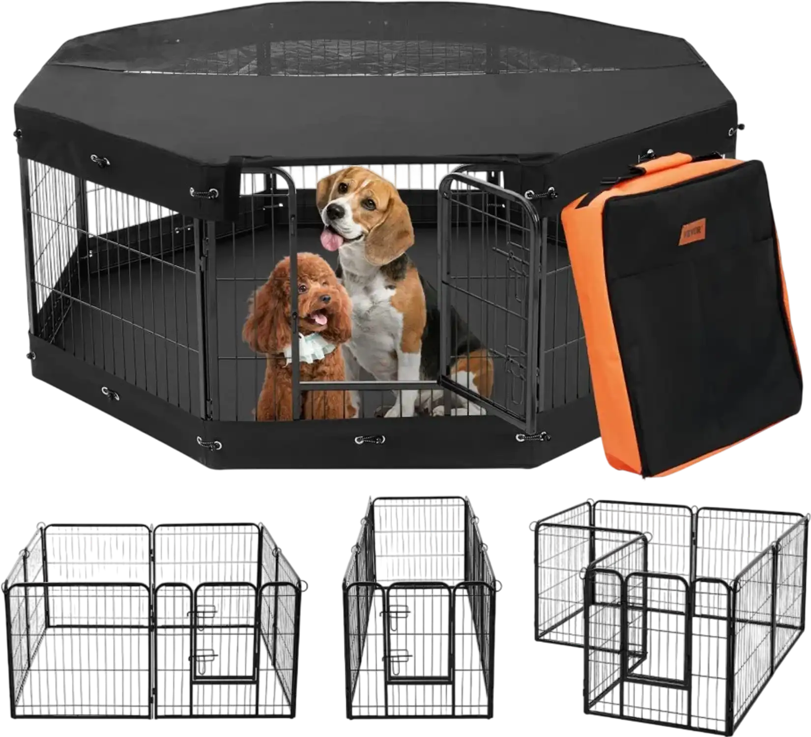 Vevor Dog Playpen Foldable Metal Exercise Pen with Cover, Pad & Bag New