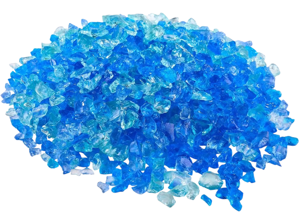 VEVOR Fire Glass, 10 LBS / 4.5 KG Fireplace Rocks, 3/4-Inch / 19.05 mm Reflective Firepit Glass Rock, High Luster Stone Landscaping for Fire Pit Table, Aqua Blue + Caribbean Blue + Aqua Green