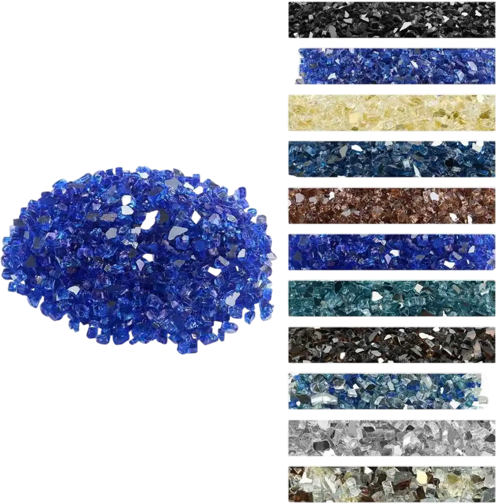 VEVOR Fire Glass, 20LBS / 9KG High-Temperature Resistant Fireplace Rocks, 1/2-Inch / 12.7 mm Reflective & Smokeless Firepit Glass Rock, High Luster Stone Landscaping for Fire Pit Table, Cobalt Blue