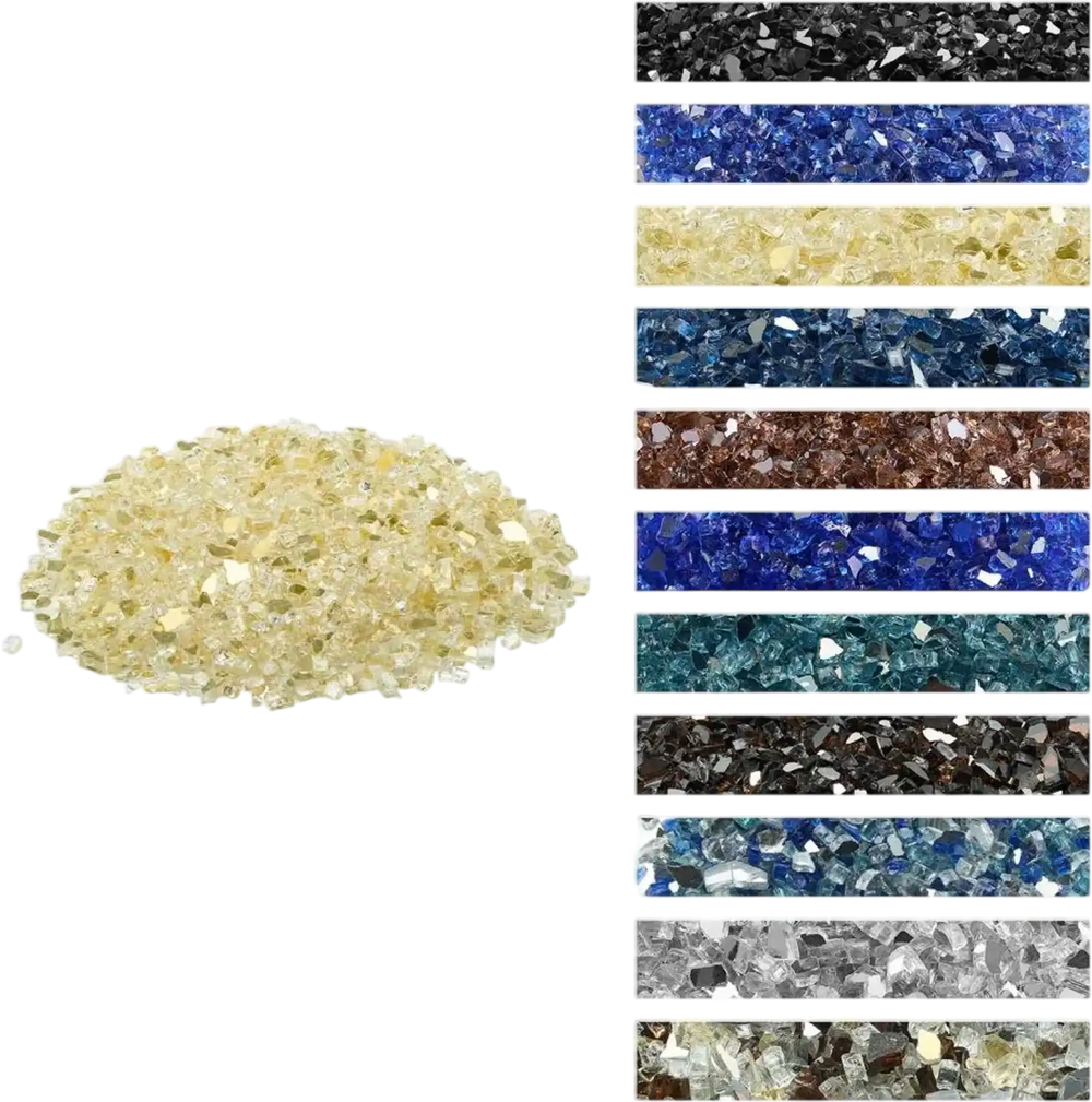 VEVOR Fire Glass, 10 LBS / 4.5 KG High-Temperature Resistant Fireplace Rocks, 1/2-Inch / 12.7 mm Reflective & Smokeless Firepit Glass Rock, High Luster Stone Landscaping for Fire Pit Table, Gold