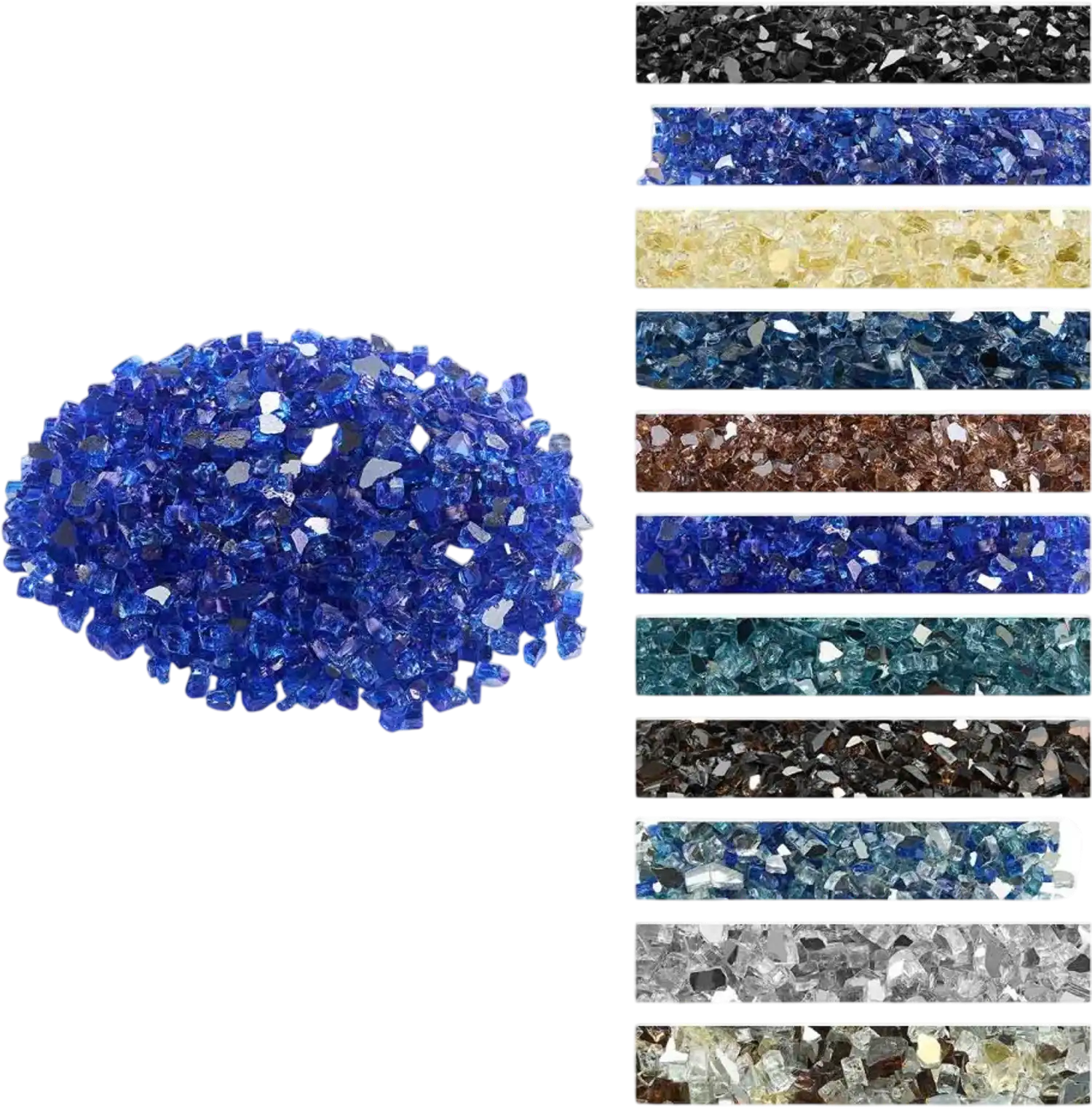 Vevor Fire Glass Cobalt Blue Reflective Crushed 35 lbs 1/2