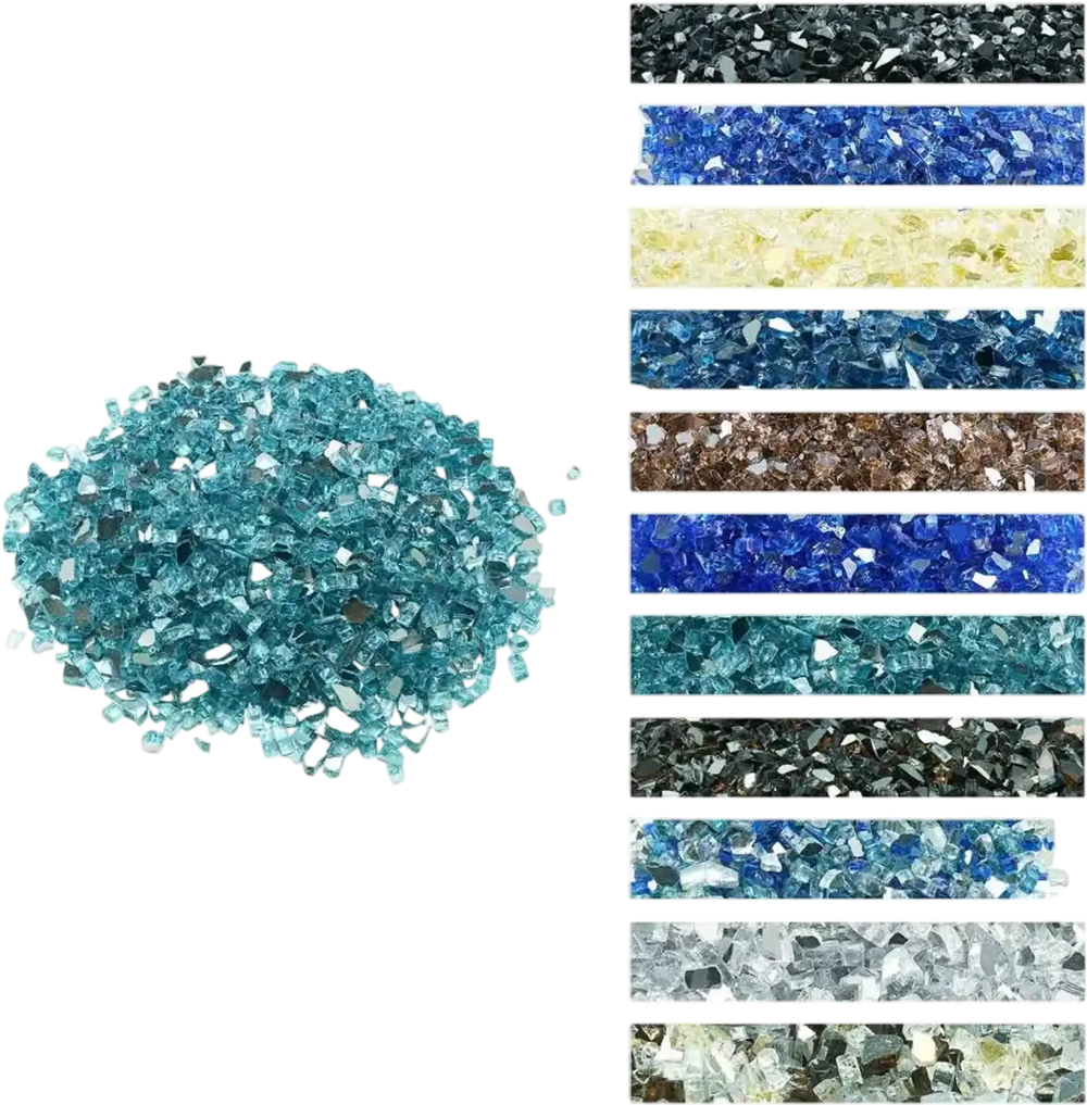 VEVOR Fire Glass, 20 LBS / 9 KG High-Temperature Resistant Fireplace Rocks, 1/2-Inch / 12.7 mm Reflective & Smokeless Firepit Glass Rock, High Luster Stone Landscaping for Fire Pit Table, Aqua Blue