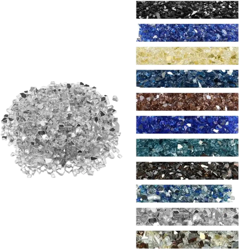 VEVOR Fire Glass, 10 LBS / 4.5 KG High-Temperature Resistant Fireplace Rocks, 1/2-Inch / 12.7 mm Reflective & Smokeless Firepit Glass Rock, High Luster Stone Landscaping for Fire Pit Table, Clear