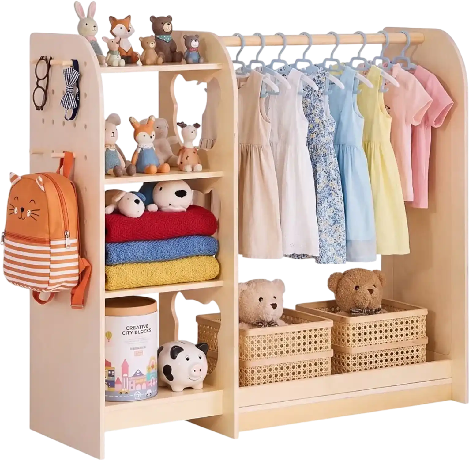 Vevor Kids Dress Up Storage Closet with Mirror Natural New