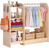 VEVOR Kids Dress Up Storage, with Mirror, Wooden Kids Dress Up Rack, Toddler Wardrobe Closet for Little Girls, Storage Armoire, Costume Organizer, Children Playroom Furniture, for Bedroom, Natural