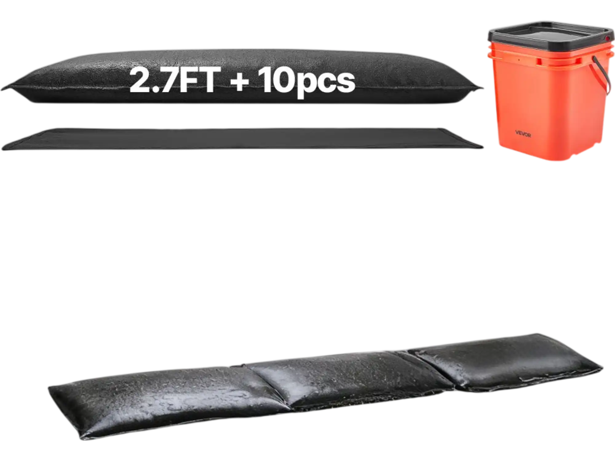 Vevor Flood Barrier 10 Pack 1.4 x 2.7' Reusable Water-Activated Sandless Sandbags New
