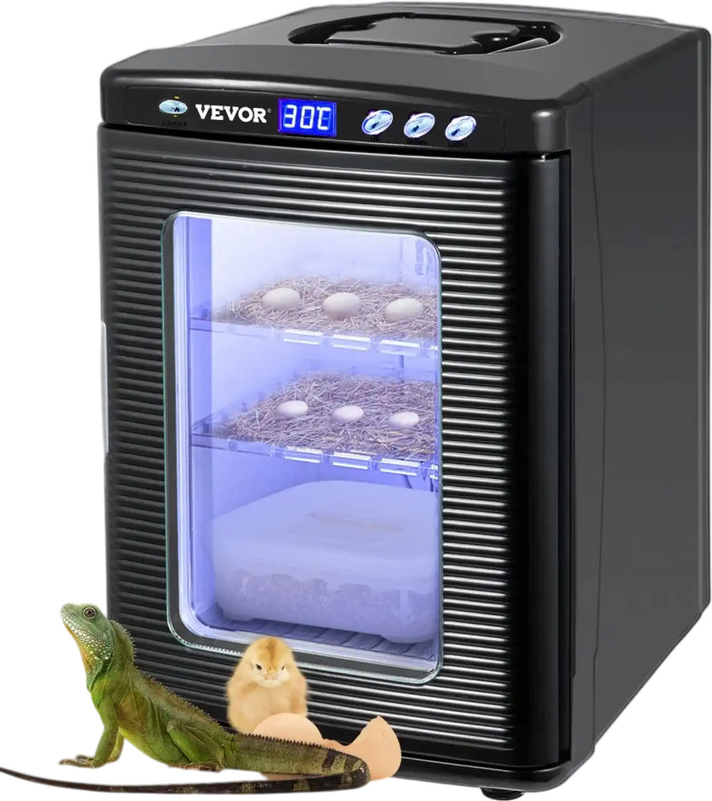 VEVOR Egg Incubator and Hatcher 25L Black Reptile Egg Incubator 5-42°C Scientific Hatcher Heating Bright LED Digital Display For Small Animals