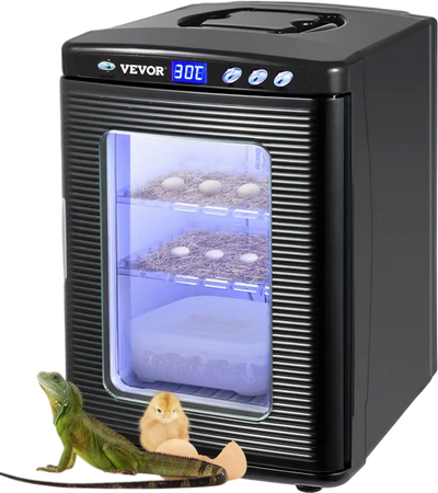 VEVOR Egg Incubator and Hatcher 25L Black Reptile Egg Incubator 5-42°C Scientific Hatcher Heating Bright LED Digital Display For Small Animals