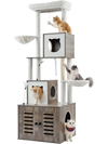 VEVOR Large Cat Tree with Litter Box Enclosure, 72.83 inches Tall, 2-in-1 Cat Tower, Multi-level Cat Condo Furniture with Sisal Scratching Posts, Perches, Hammock, Big Kittens House for Indoor Cats