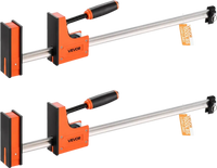 VEVOR Bar Clamps for Woodworking, 2-Pack 24 inch Parallel Clamp Set, F-Clamp with 1500 lbs Load Limit, Even Pressure, High-strength Plastic and Carbon Steel, for Woodworking Metal Working, Orange