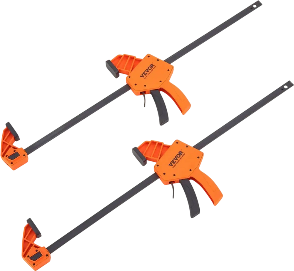 VEVOR Bar Clamps for Woodworking, 2-Pack 24" One-Handed Clamp/Spreader, Quick-Change F Clamp with 300 lbs Load Limit, High-strength Plastic and Carbon Steel, Wood Clamps for Woodworking Metal Working