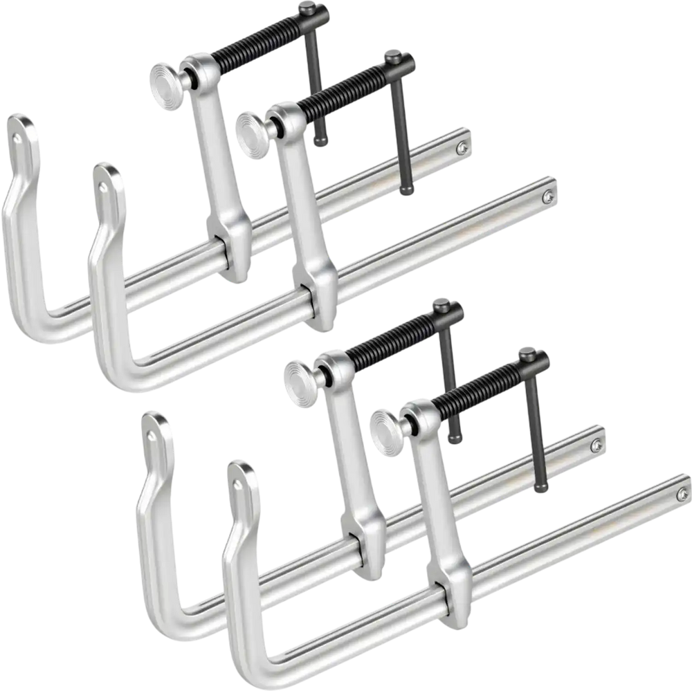 VEVOR Bar Clamps for Woodworking, 4-Pack, 12" Opening, 4.72 in Throat Depth, 1200 lbs Load Limit, Sturdy Steel Forging and Casting, with Swivel Jaw and T-Handle, for Wood Working and Metal Working