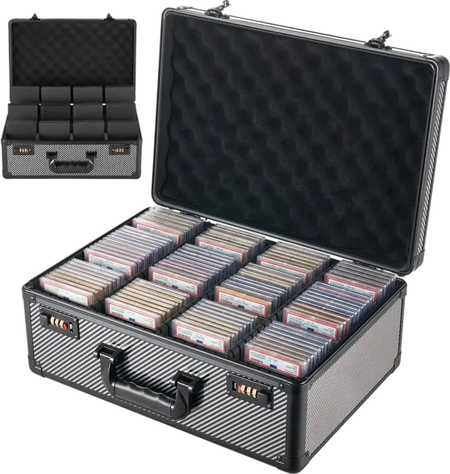 Vevor Graded Card Case 4-Row PSA Slab Storage Box with Combination Lock New