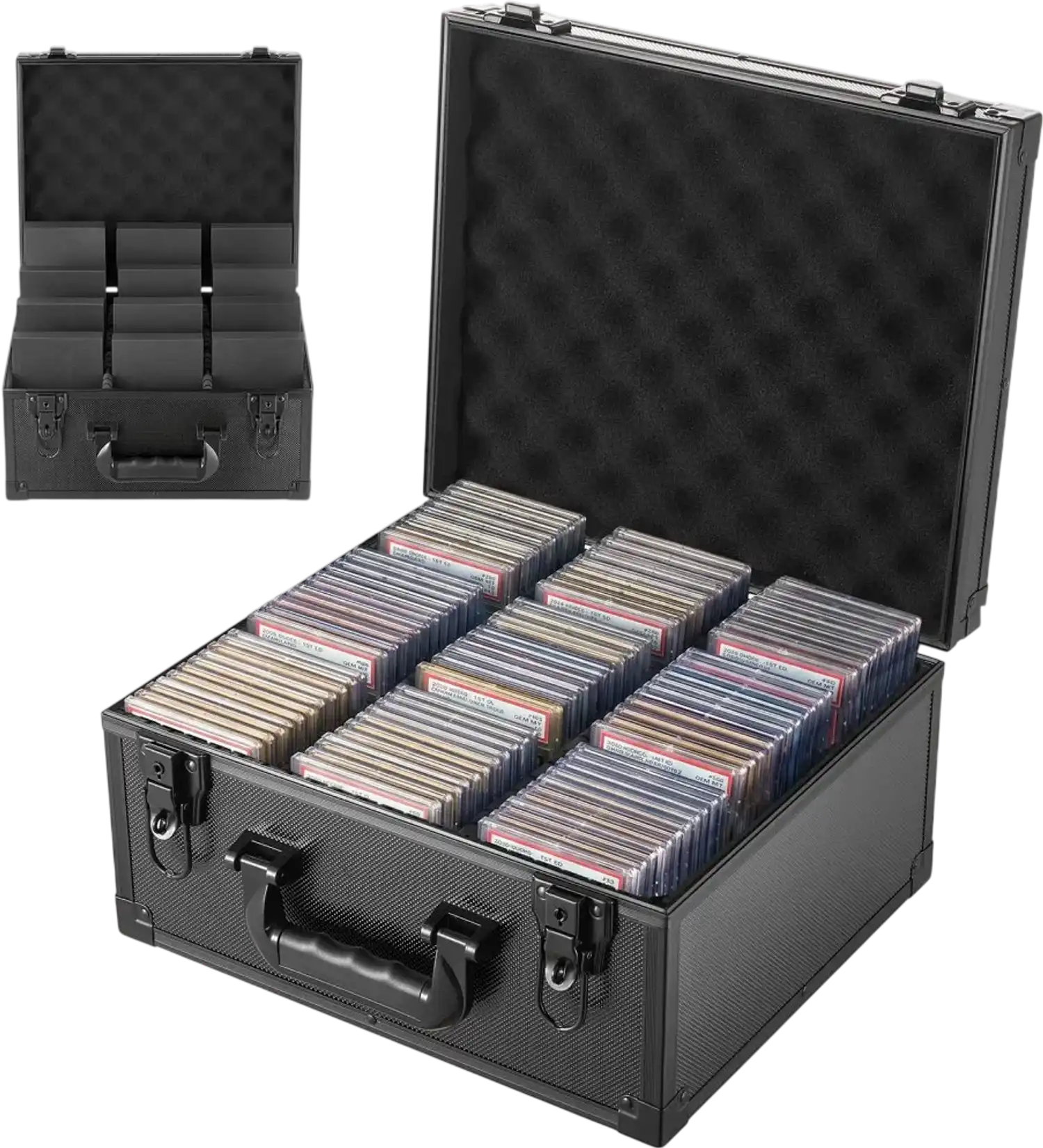 Vevor Graded Card Case 3-Row PSA Slab Storage Box with Mechanical Lock New