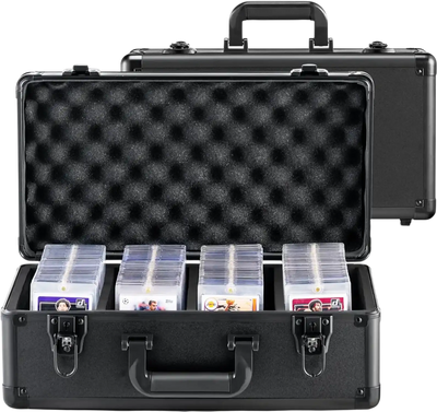 Vevor Graded Card Storage Box Sports Card Holder Carrying Case with Key Lock 4 Slots New