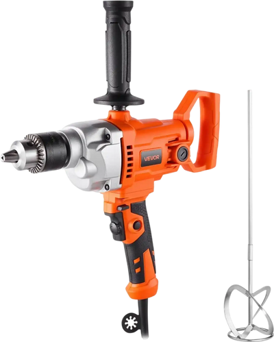 VEVOR Drill Mixer, 1/2 inch Corded Electric Drill Mixer Set, 0-850RPM 5.4A Mixing Drills, Mixing Drills Machine with D-Handle for Drilling & Blending, Handheld Cement Mixers for Fodder, Paint, Cement