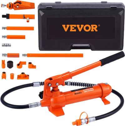 VEVOR 4 Ton Porta Power Kit, Portable Hydraulic Jack with 3.9 ft/1.2 m Oil Hose, Auto Body Frame Repair Kit with Storage Case for Car Repair, Truck, Farm (8800 LBS)