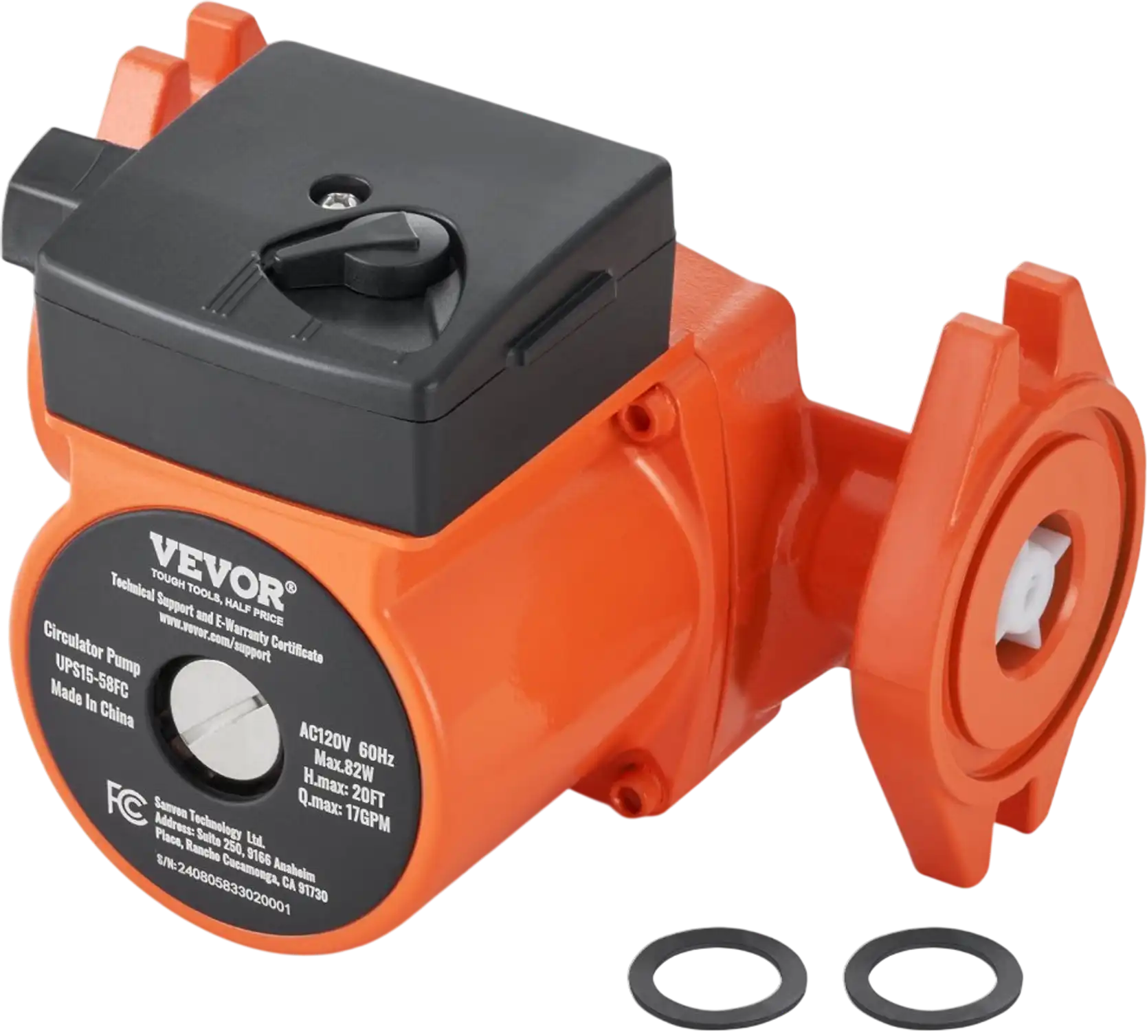 Vevor Hot Water Circulator Pump 17 GPM 110V 1