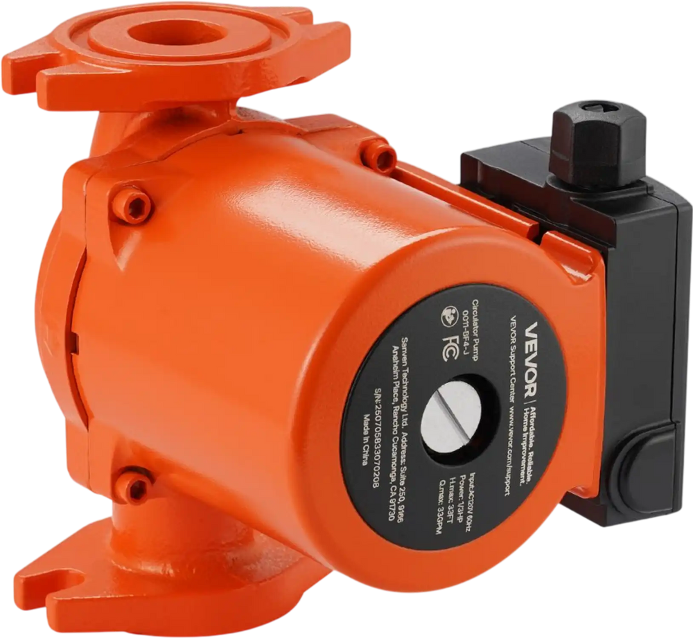 VEVOR 0011-BF4-J Cast Iron Circulator Pump, 33 GPM, AC 120V 33 ft Hot Water Recirculating Circulation Pump, 1-1/4 in Flange Connection, 3-Speed Adjustment, Quiet Operation, for Home Heating System