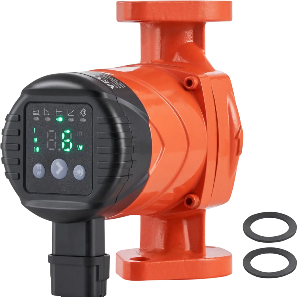 VEVOR 007E-2F2 Hot Water Recirculating Pump, 110V, 42W 16 GPM High Efficiency Circulator Pump, EMC Automatic Hot Water Circulation Pump 1" NPT Flange Circulator Pump for Home Water Heater System