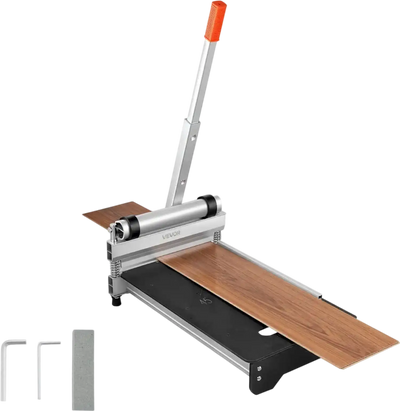 VEVOR 13 inch Vinyl Floor Cutter, 12mm Thick Laminate Flooring Cutter with 15°/30°/45° Adjustable Angle Settings, Flexible Wheels, Telescoping Handle, Certain Engineered Wood, LVT, VCT, SPC, LVP, WPC