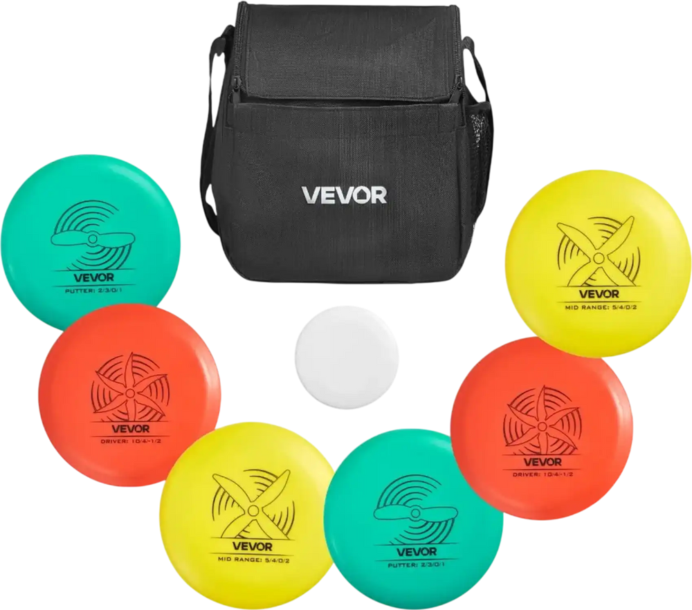 VEVOR Disc Golf Set, 6 PCS Flying Discs for Beginners, Disc Golf Starter Set, with Putter, Mid-Range, Driver, Including Mini Marker, Portable Backpack, for Outdoor Backyard, Lawn, Beach, and Park