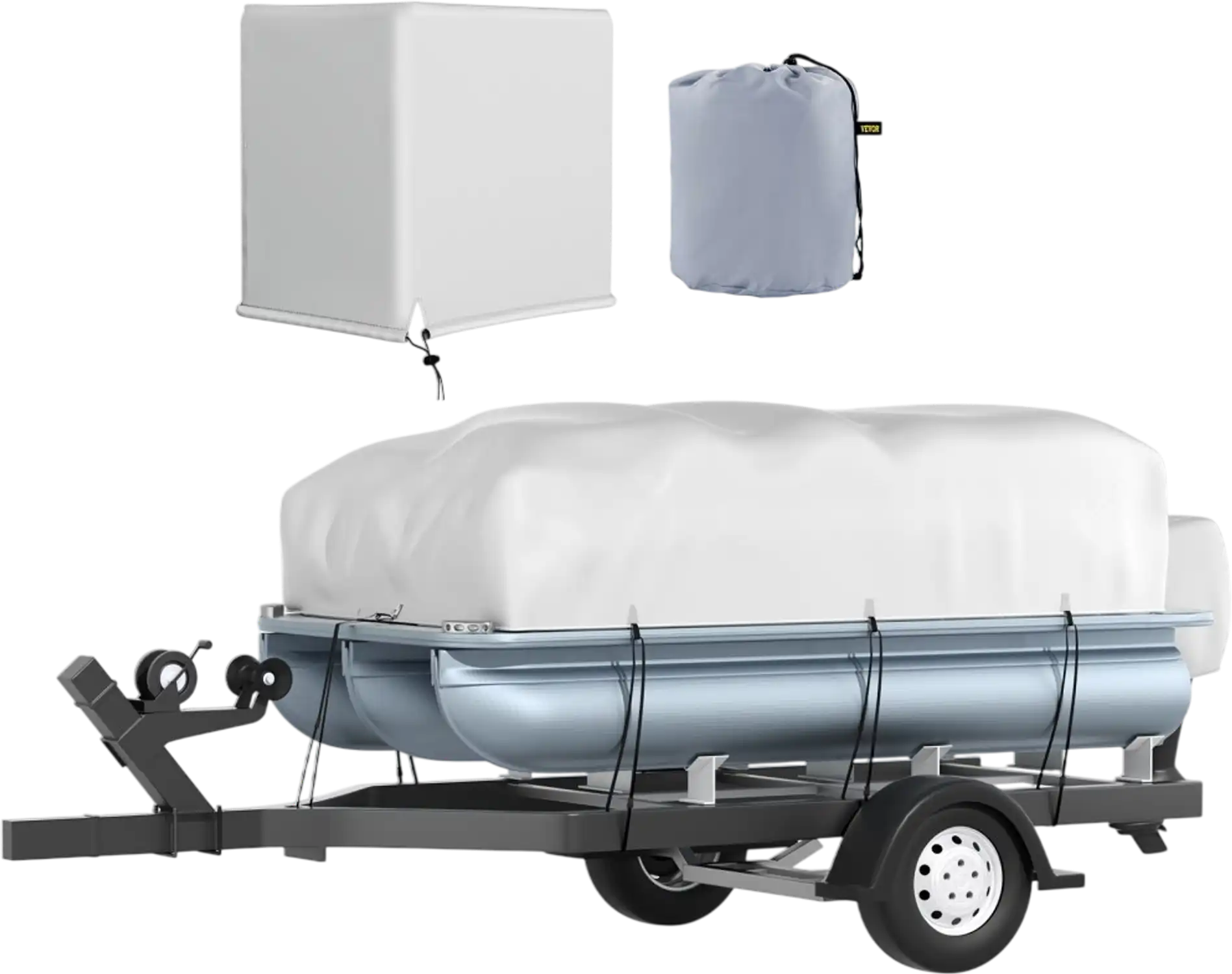 Vevor Pontoon Boat Cover 17'-20' Trailerable 600D Oxford Gray New