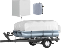 VEVOR Pontoon Boat Cover, Fit for 17\'-20\' Boat, Heavy Duty 600D Marine Grade Oxford Fabric, UV Resistant Waterproof Trailerable Boat Cover with 2 Support Poles and 7 Wind-Proof Straps, Gray