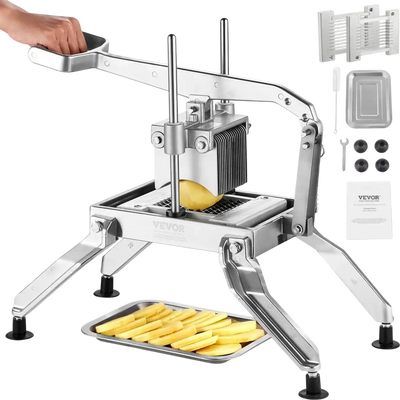 VEVOR Commercial Vegetable Slicer, 1/4 and 1/2 inch Tomato Slicer, Stainless Steel and Aluminum Alloy Vegetable Cutter Slicer, Manual Tomato Slicer with Non-slip Feet, for Tomatoes, Onions, Potatoes