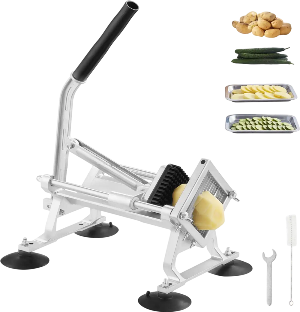 VEVOR Commercial Vegetable Slicer, 1/4 inch Fruit Slicer, Stainless Steel and Aluminum Alloy Vegetable Cutter Slicer Machine, Manual Slicer with Non-slip Feet, for Radishes, Onions, Potatoes, Lemons