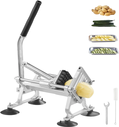 VEVOR Commercial Vegetable Slicer, 1/2 inch Fruit Slicer, Stainless Steel and Aluminum Alloy Vegetable Cutter Slicer Machine, Manual Slicer with Non-slip Feet, for Radishes, Onions, Potatoes, Lemons