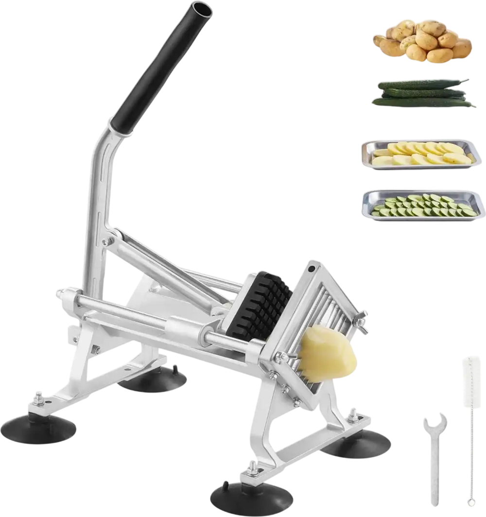 VEVOR Commercial Vegetable Slicer, 3/8 inch Fruit Slicer, Stainless Steel and Aluminum Alloy Vegetable Cutter Slicer Machine, Manual Slicer with Non-slip Feet, for Radishes, Onions, Potatoes, Lemons