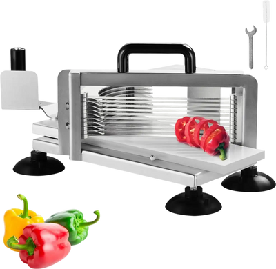 VEVOR Commercial Tomato Slicer, 1/4 inch Tomato Cutter Slicer, Stainless Steel Heavy Duty Tomato Slicer Machine, Manual Tomato Slicer with Non-slip Feet, for Cutting Tomatoes, Cucumbers, Bananas
